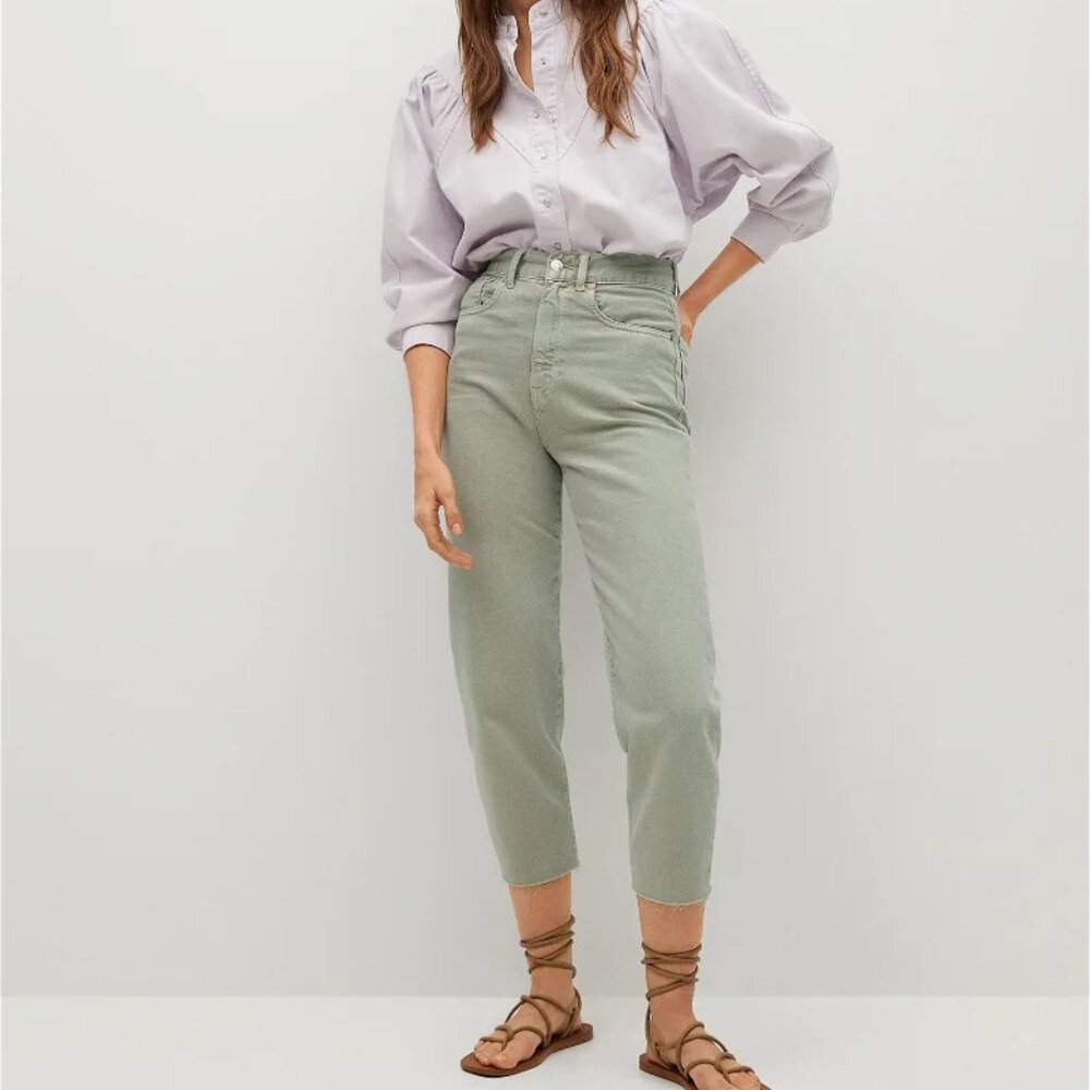 MANGO Tapered Jeans 'Village' in Grass Green Size 4
